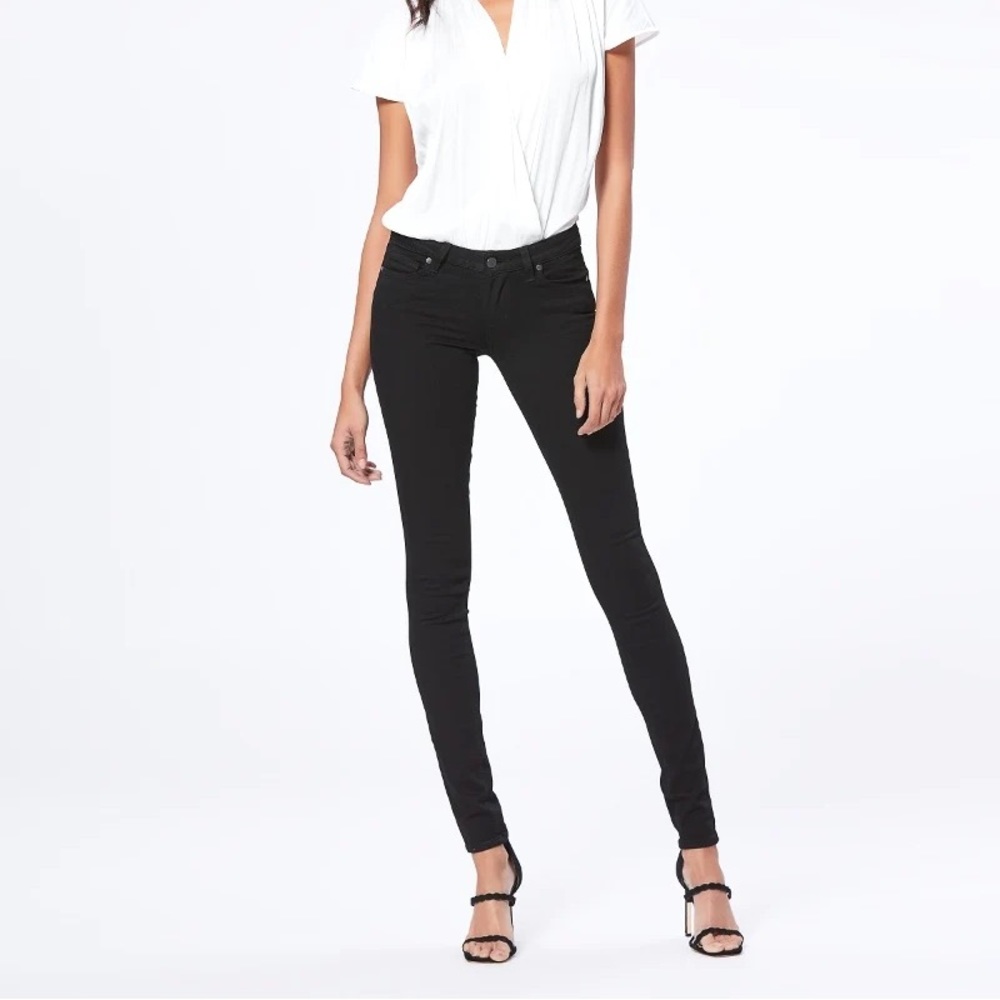 NWT Paige Denim - Leggy Ultra Skinny in Black Shadow Size 25 Z576